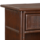 Ready To Ship - Pencil Rattan One-Drawer Nightstand in Dark Mocha