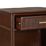 Ready To Ship - Pencil Rattan One-Drawer Nightstand in Dark Mocha