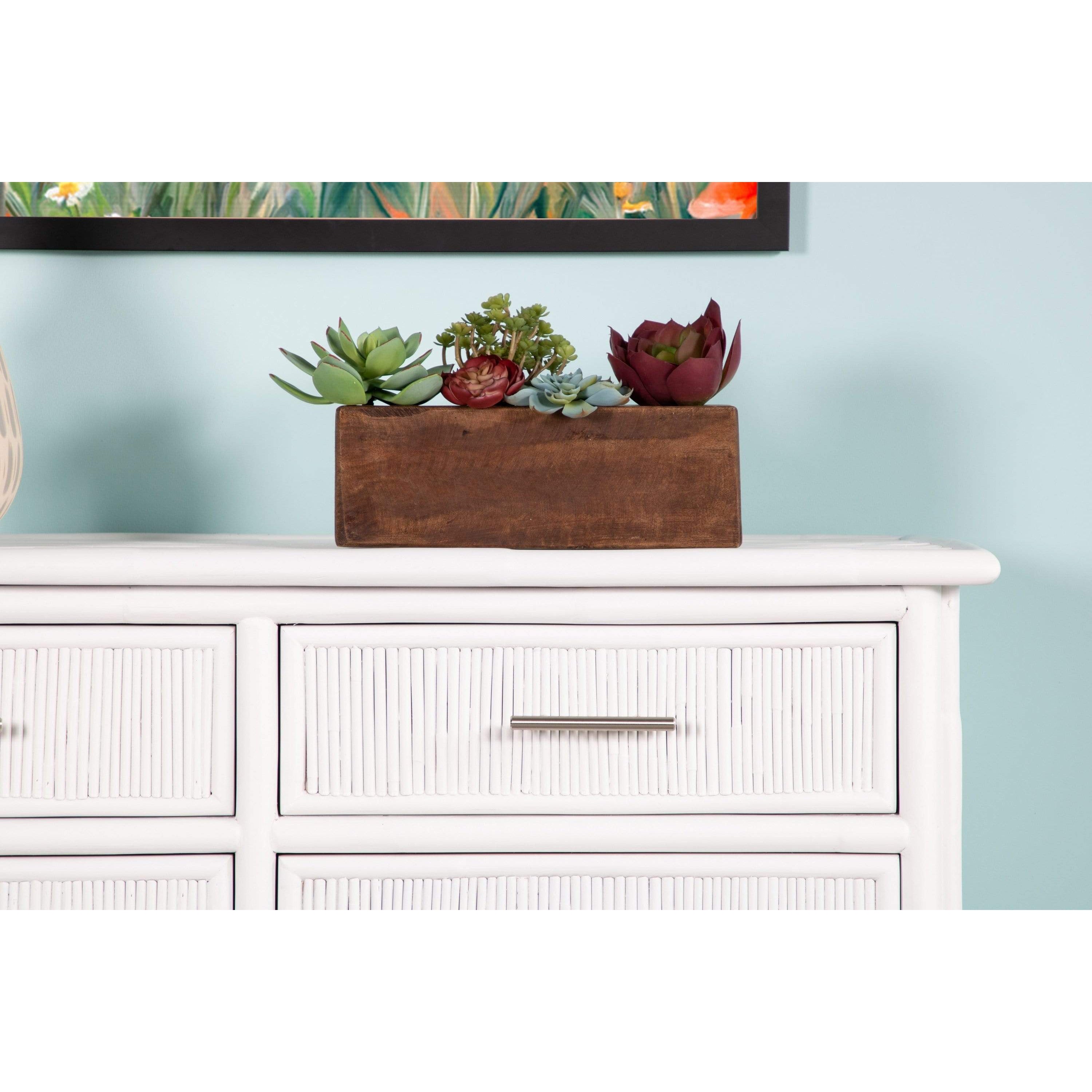 Pencil Rattan Six-Drawer Dresser-Chests & Dressers-David Francis