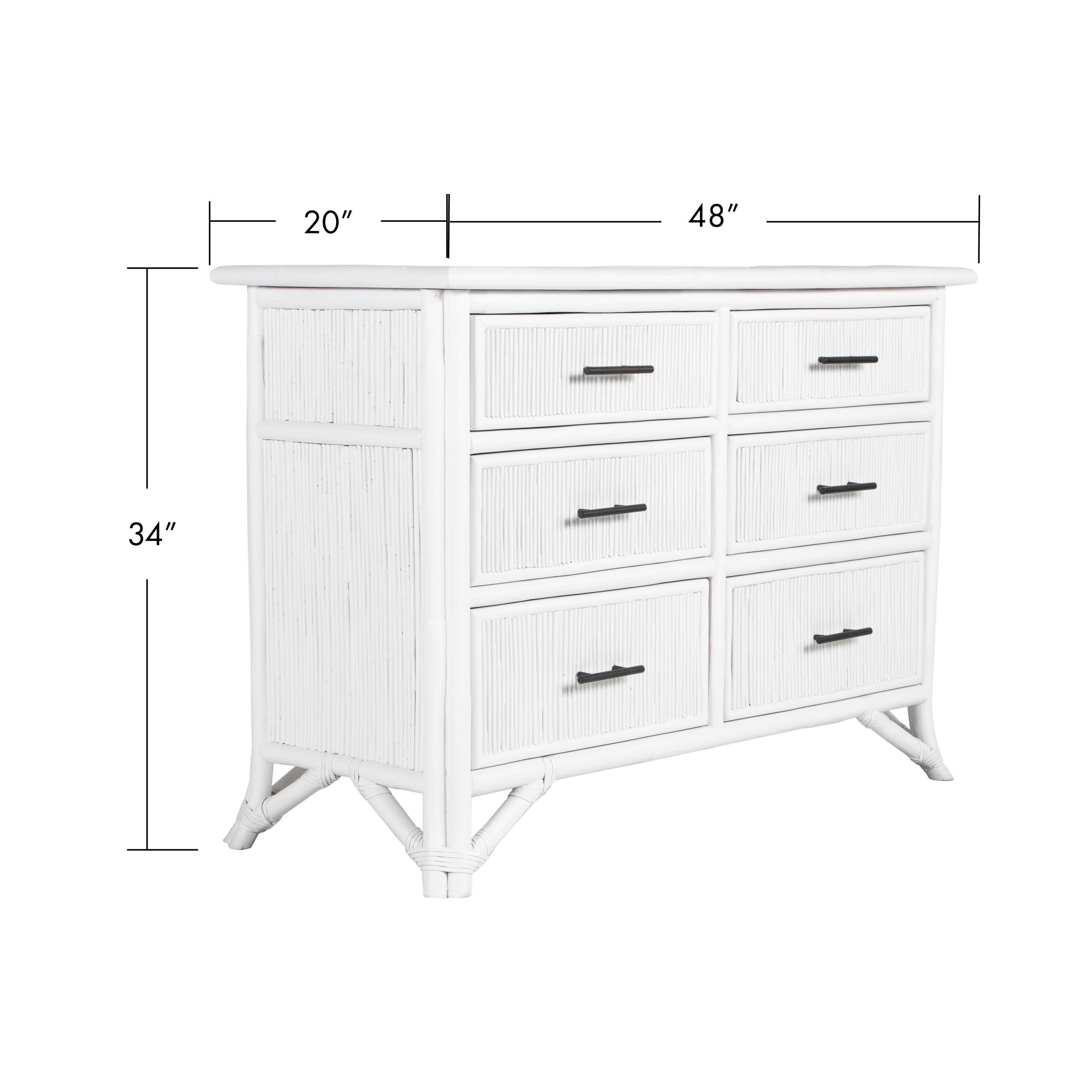 Pencil Rattan Six-Drawer Dresser-Chests & Dressers-David Francis