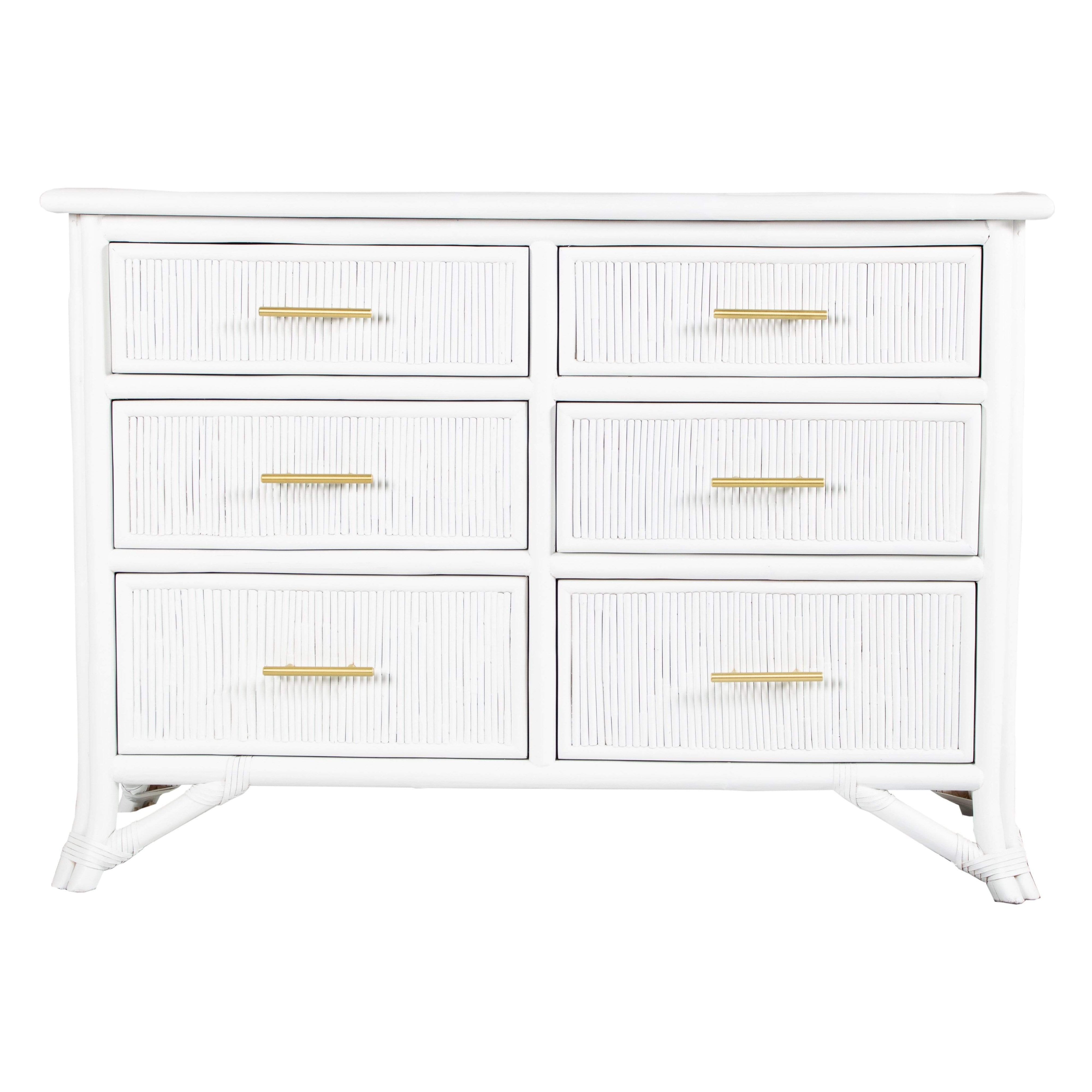 Pencil Rattan Six-Drawer Dresser-Chests & Dressers-David Francis