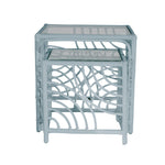 Swirl Rattan Nesting Tables-Occasional Tables-David Francis