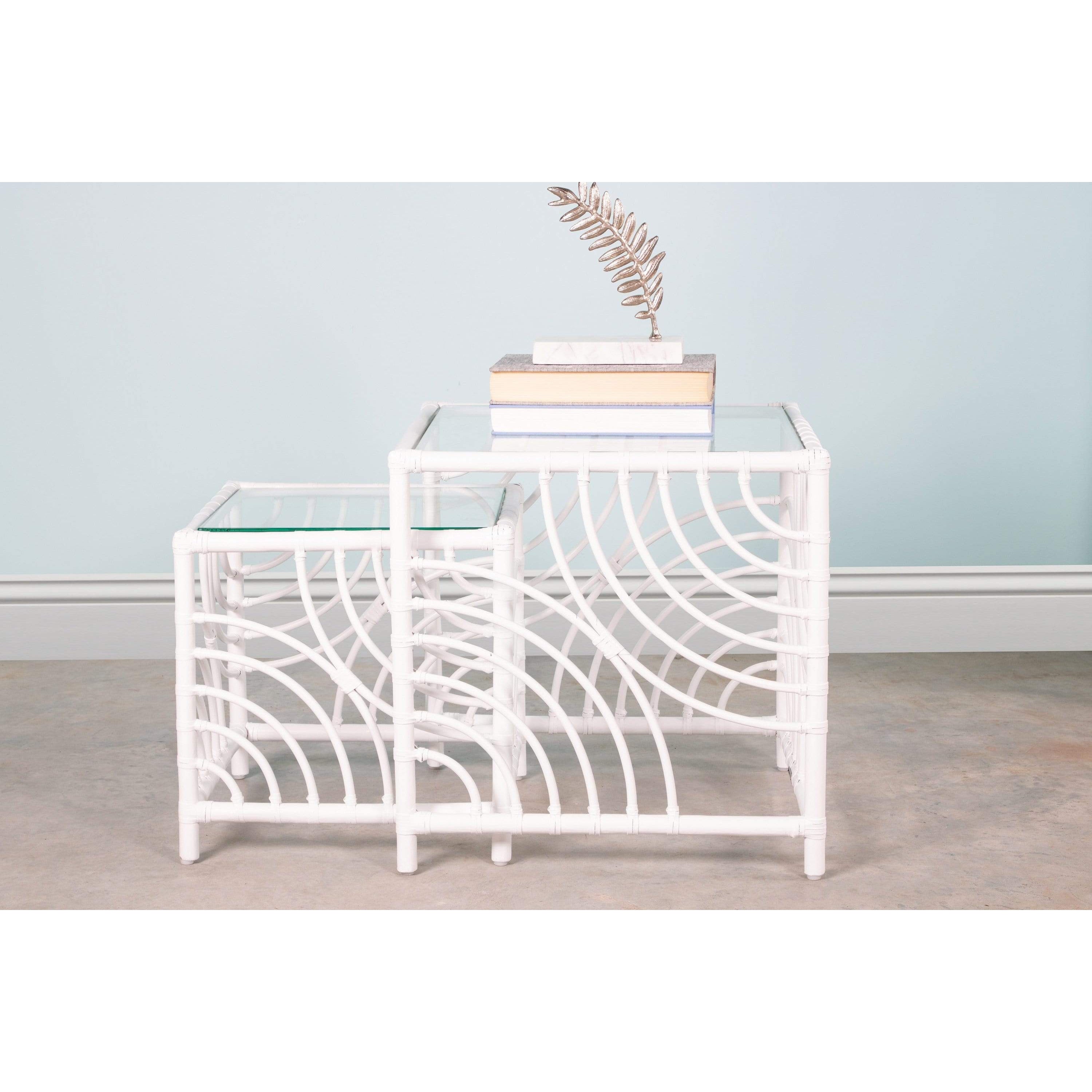 Swirl Rattan Nesting Tables-Occasional Tables-David Francis