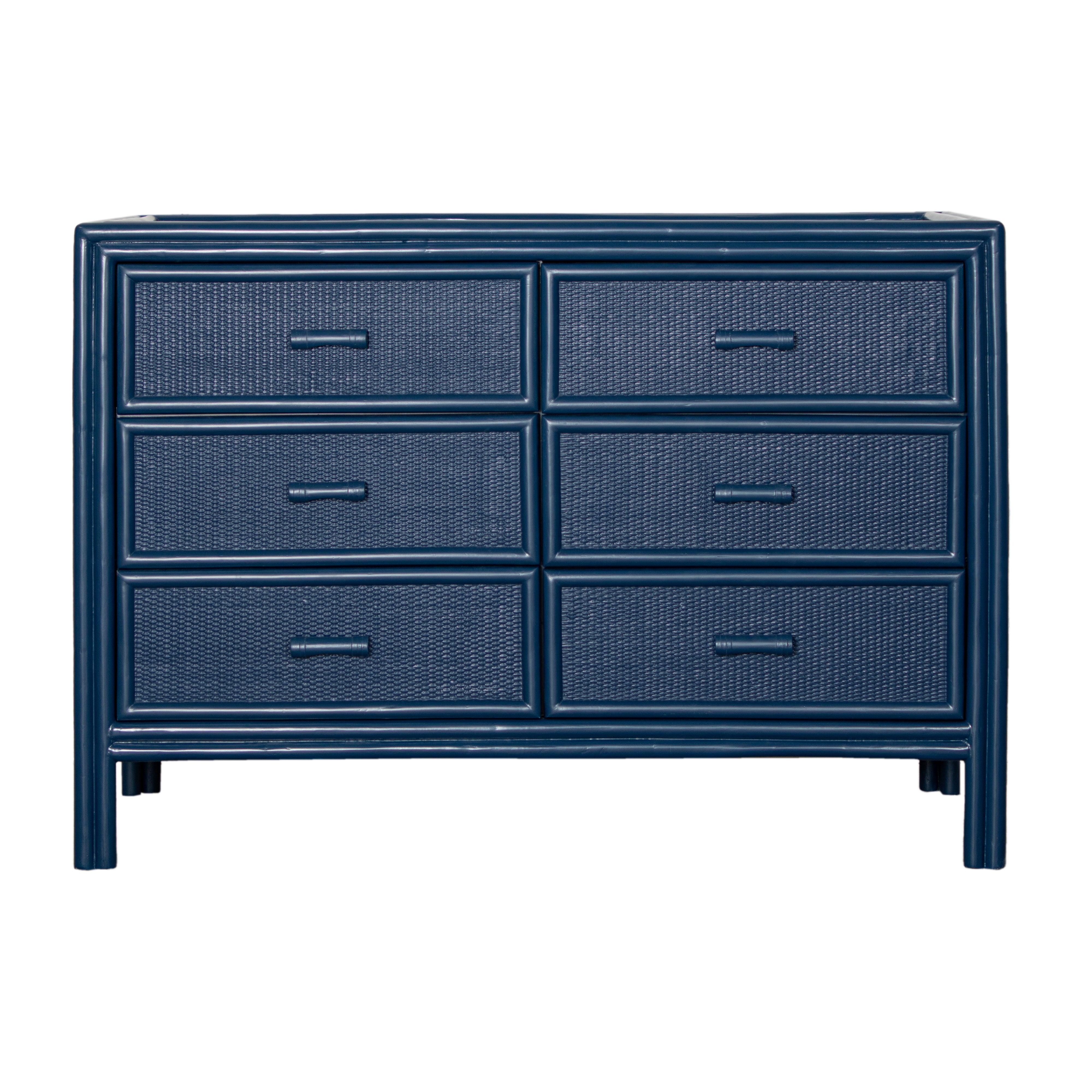 blue rattan dresser Faux Bamboo Split Rattan Blue Dresser