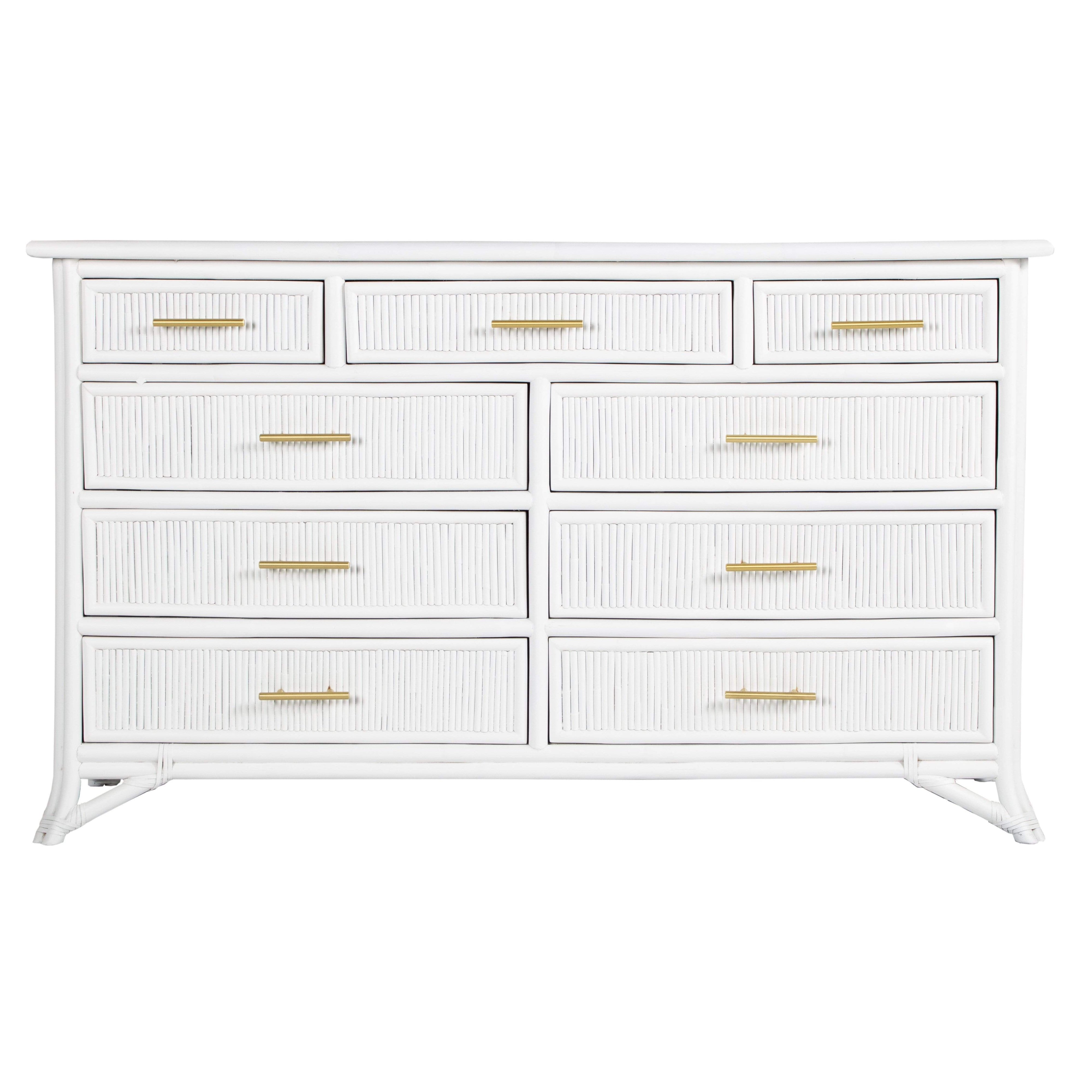Pencil Rattan Nine-Drawer Dresser-Chests & Dressers-David Francis