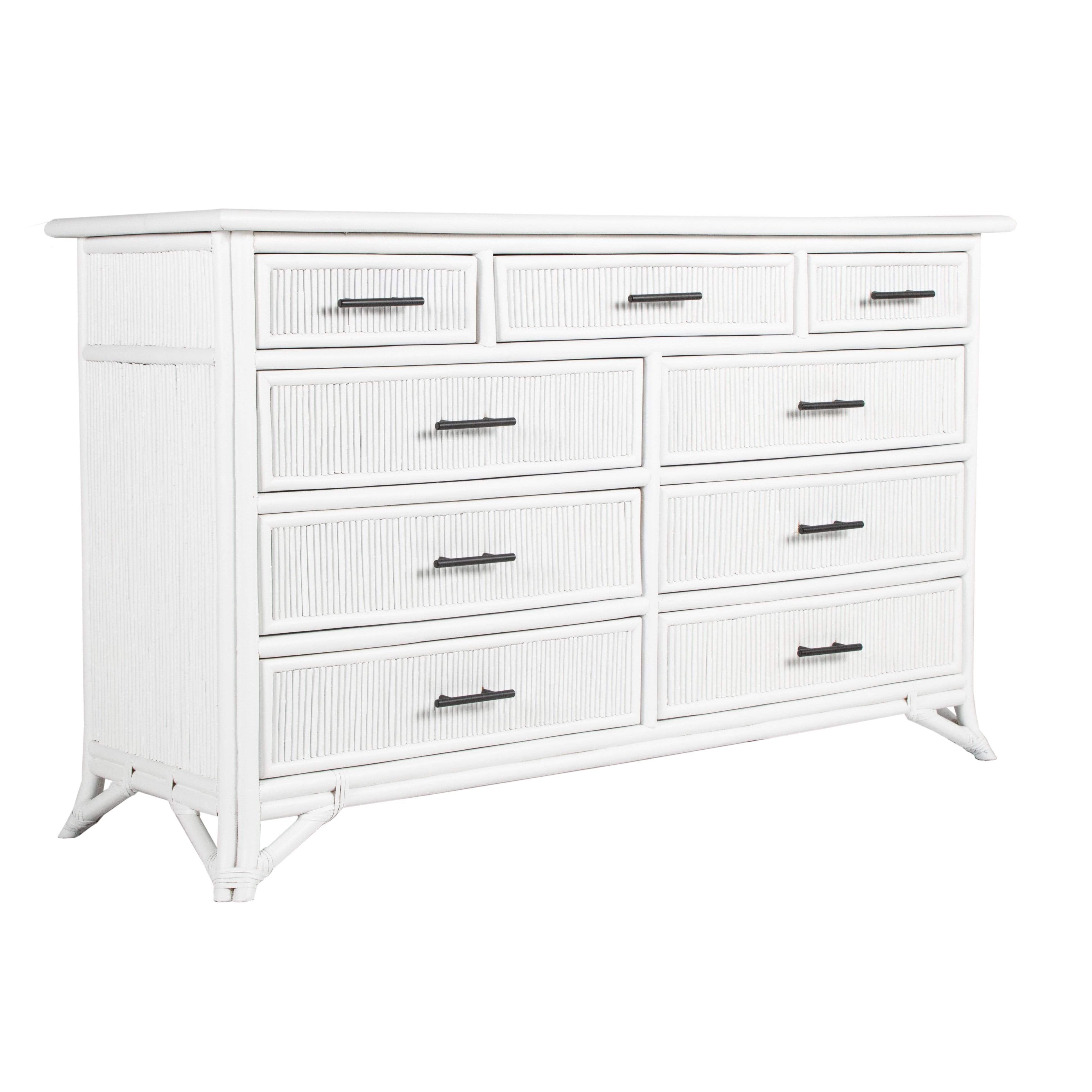 Pencil Rattan Nine-Drawer Dresser-Chests & Dressers-David Francis